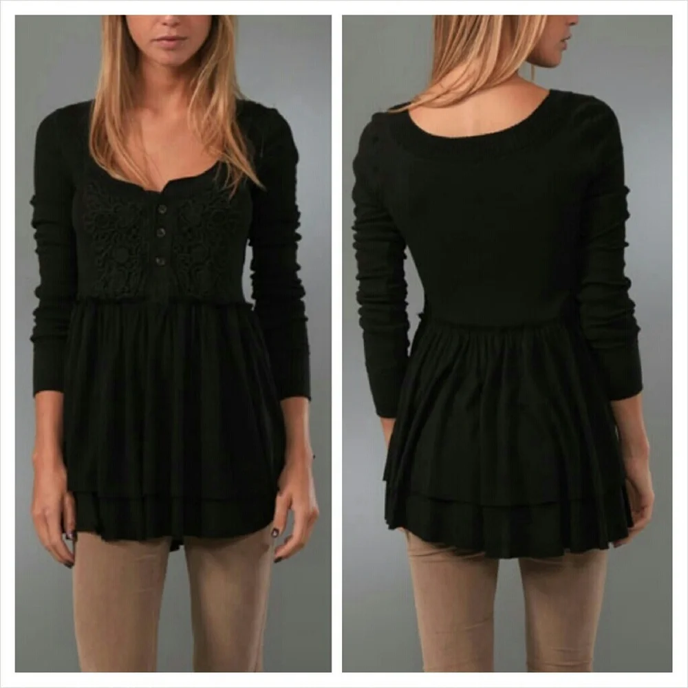 Free People Level Heat Layered Peplum Top